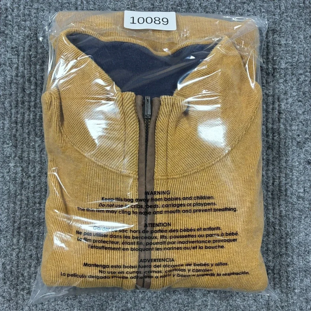 Cremieux Quarter Zip Sweater Mens Size XL Tan Elbow Patch Mock Neck Pullover
